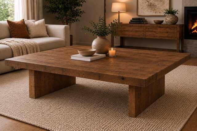 Extra Large Reclaimed Wood Coffee Table - Solid Timber Farmhouse Living Room Furniture - image 1