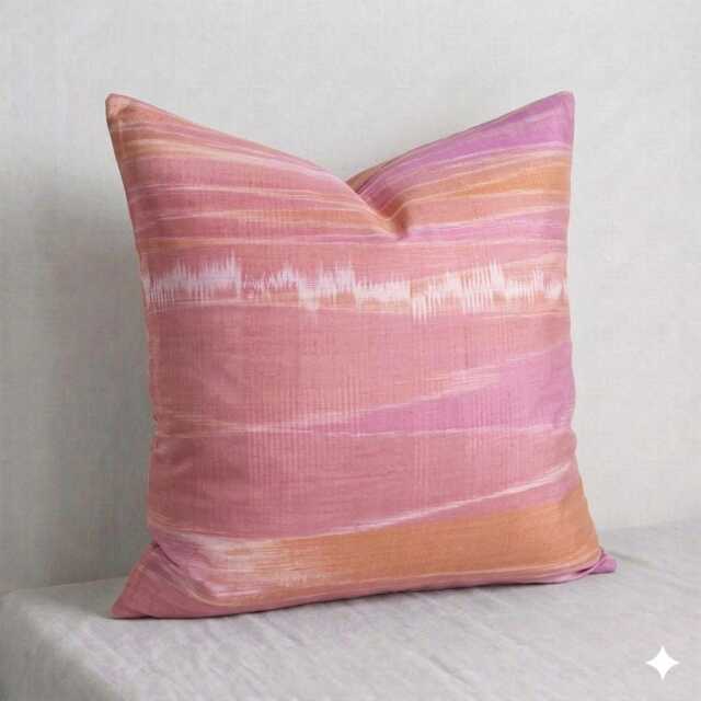 Organic Handwoven Cotton Pillow Cover, Pink Pastel, Hill Tribe Fabric - 20x20 - image 1