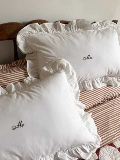 Custom Luxury Personalised Monogrammed Embroidered Frill Ruffle Edge Pillowcase - One - image 1