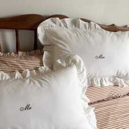 Custom Luxury Personalised Monogrammed Embroidered Frill Ruffle Edge Pillowcase - One - thumbnail 2