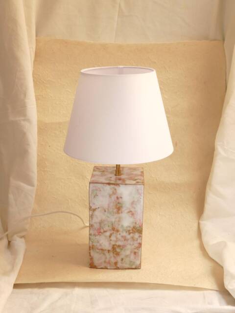 "Handcrafted Ceramic Lamp White, Pink, Green ""Brume" - image 1