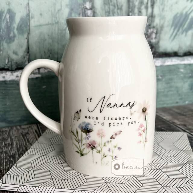 Personalised If ... Were Flowers I'd Pick You Mum Nanna Grandma Wildflower Pink Lilac Lavender Floral Ceramic Small Mug Jug Vase Birthday Gift - image 1