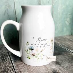 Personalised If ... Were Flowers I'd Pick You Mum Nanna Grandma Wildflower Pink Lilac Lavender Floral Ceramic Small Mug Jug Vase Birthday Gift - thumbnail 2