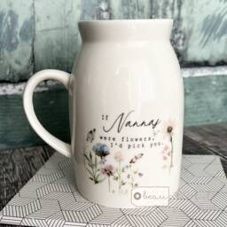 Personalised If ... Were Flowers I'd Pick You Mum Nanna Grandma Wildflower Pink Lilac Lavender Floral Ceramic Small Mug Jug Vase Birthday Gift - thumbnail 1