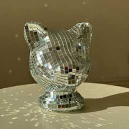 Disco Ball Cat Decor Playful Space Uniqueness - thumbnail 3