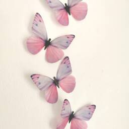 Pastel Pink & Lilac Butterfly Wall Decor 3D Decals, Girls Bedroom, Set Of 6 - thumbnail 2