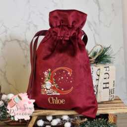 Personalised Printed Christmas Santa Sack Reindeer Initial , Personalized Stockings - thumbnail 2