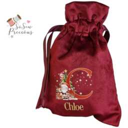 Personalised Printed Christmas Santa Sack Reindeer Initial , Personalized Stockings - thumbnail 1