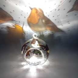 Autumn Robins Glass Candle Holder, Hand Painted, Unique Robin Gift - thumbnail 4