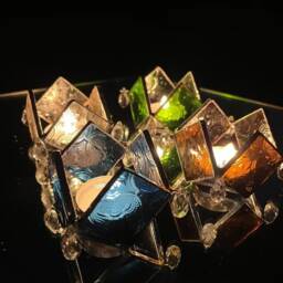 Rhombus Textured Glass Tea Light - Set Of 2 - thumbnail 2