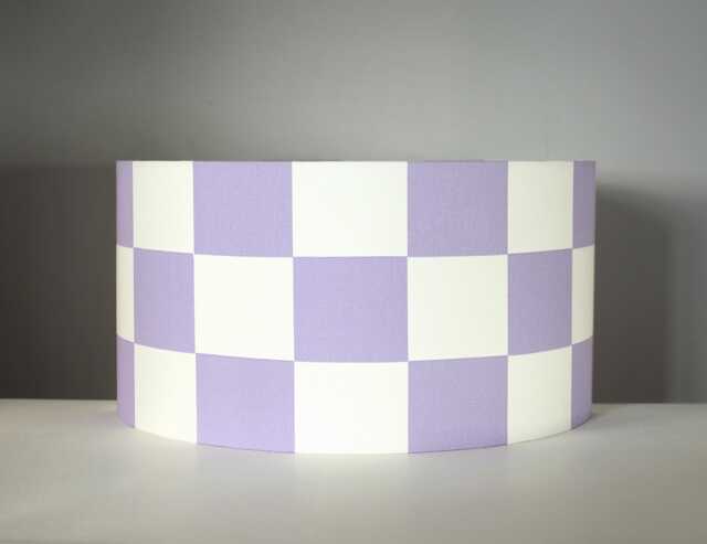 Purple & White Check Lampshade Handmade For Lamp Base Or Ceiling Lightshade, Gold Silver Lining 20cm To 50cm Diameter Options - image 1