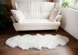 Naturasan Sheepskin Lambskin Rug, Double Skin - Made From Two Pelts, Long Hair, Skins Australia & Newzealand, Duo, Natural White - thumbnail 1
