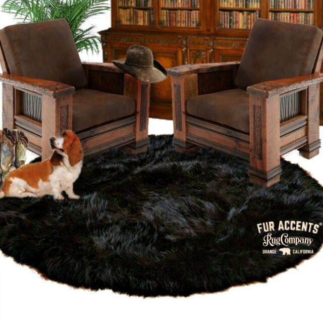 Plush Faux Fur Round Area Rug - Shaggy Sheepskin Throw Carpet - image 1