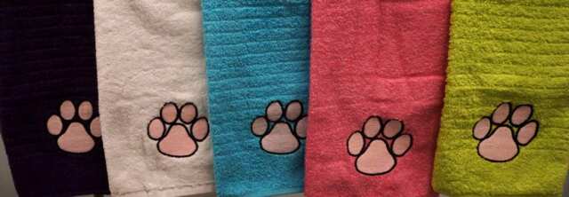 Pink Paw Pad Embroidered Hand Towels - Multiple Colours Available - image 1