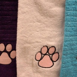 Pink Paw Pad Embroidered Hand Towels - Multiple Colours Available - thumbnail 2