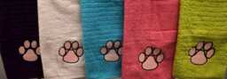 Pink Paw Pad Embroidered Hand Towels - Multiple Colours Available
