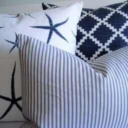 Nautical Pillow Cover - Indigo Sea Stars, Geometric Print - thumbnail 2