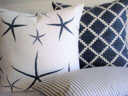 Nautical Pillow Cover - Indigo Sea Stars, Geometric Print - thumbnail 1