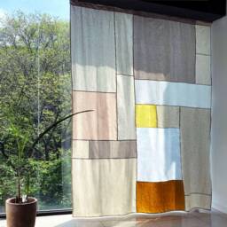 Pojagi Patchwork Curtain Linencotton, Korean Authentic Skills, Customizable Size/Color/Pattern - thumbnail 2