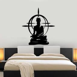Wall Vinyl Decal Yoga Pose Buddha Buddhism Hinduism Decor For Studio Room Modern Home - #1225Dz - thumbnail 2