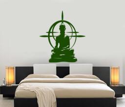 Wall Vinyl Decal Yoga Pose Buddha Buddhism Hinduism Decor For Studio Room Modern Home - #1225Dz - thumbnail 1