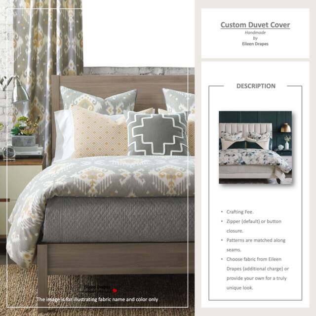 Custom Duvet Cover Bedding Twin Full Queen King Zipper Or Button Closure Crafting Fee - Labor Only - image 1