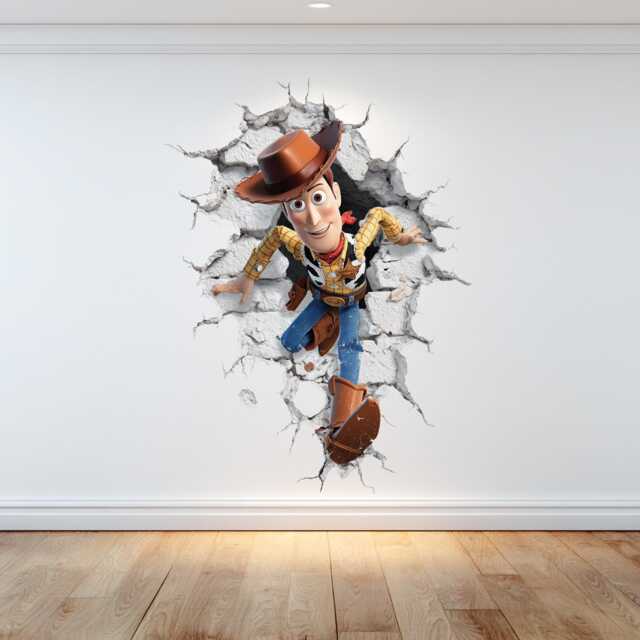 Woody Wall Decal Toy Story Nursery Decor Smashing Through The Wall Vinyl Sticker - image 1
