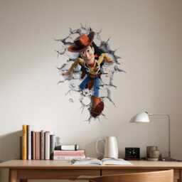 Woody Wall Decal Toy Story Nursery Decor Smashing Through The Wall Vinyl Sticker - thumbnail 2
