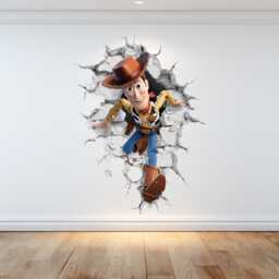Woody Wall Decal Toy Story Nursery Decor Smashing Through The Wall Vinyl Sticker