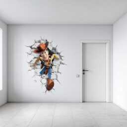 Woody Wall Decal Toy Story Nursery Decor Smashing Through The Wall Vinyl Sticker - thumbnail 3