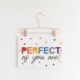Perfect As You Are Print, Girls Nursery Prints, Playroom Wall Art, Rainbow Bedroom Quotes - thumbnail 2