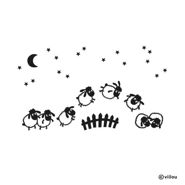 Sheep Counting Wall Tattoo Animals Decals Nursery Stickers Baby Room Pictures Moon Decor Children Illustration Kids - image 1