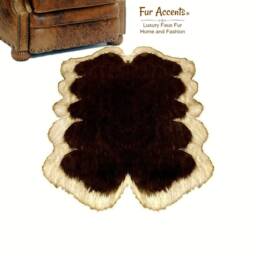 Quatro Sheepskin Faux Fur Rug, White Border, Shag Carpet