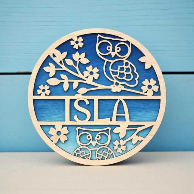 Personalised Owl Name Sign - Handcrafted Wooden Nursery & Bedroom Wall Decor - image 1