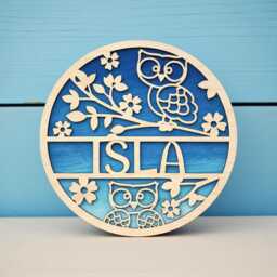 Personalised Owl Name Sign - Handcrafted Wooden Nursery & Bedroom Wall Decor - thumbnail 1
