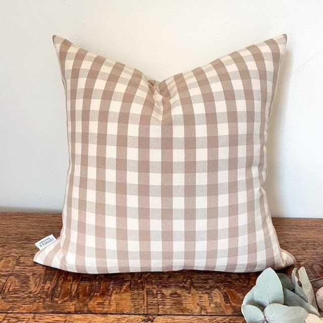 1733. Woven Gingham Check Cream 100% Cotton Cushion Cover Various Sizes - image 1