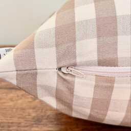 1733. Woven Gingham Check Cream 100% Cotton Cushion Cover Various Sizes - thumbnail 2