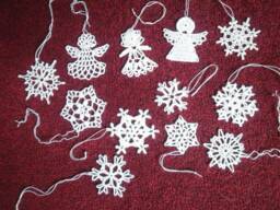 Crochet Snowflakes, Angel Christmas Ornament Set - 12 Piece