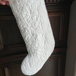 Quilted Christmas Stocking in Log Cabin Patchwork, Pinks & Blues - thumbnail 2