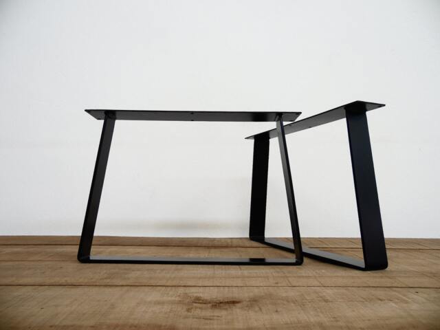"steel Daybed Legs , 12"" X 21"" Trapezoid-In Flat Table Legs, Height 5"" To 15" - image 1