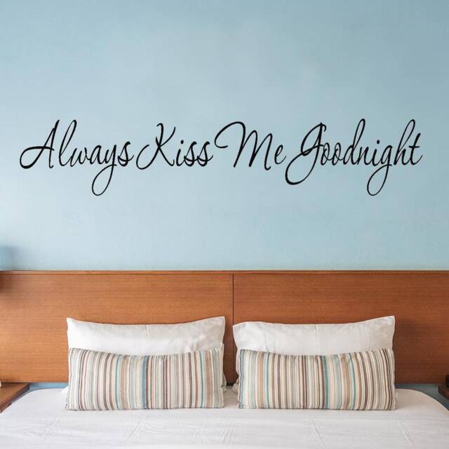 Vinyl Lettering Always Kiss Me Goodnight Headboard Decal - Couples Wall Sticker - Vwaq - image 1
