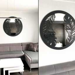 Round Wooden Wall Mirror Paloma 60cm, Decorative in Frame - thumbnail 3