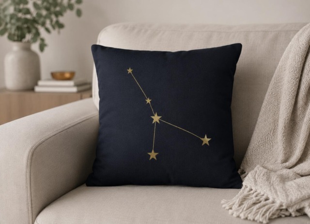 Cancer Zodiac Throw Pillow Cover 40x40, Astrology Constellation Cushion, Navy Blue Gold Stars Decor, Celestial Gift For Her - image 1