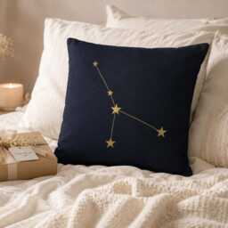 Cancer Zodiac Throw Pillow Cover 40x40, Astrology Constellation Cushion, Navy Blue Gold Stars Decor, Celestial Gift For Her - thumbnail 2