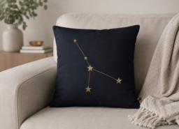 Cancer Zodiac Throw Pillow Cover 40x40, Astrology Constellation Cushion, Navy Blue Gold Stars Decor, Celestial Gift For Her - thumbnail 1