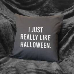 Just Really Like Halloween Black Cushion, Pillow, Decor, Decoration, Home - thumbnail 2