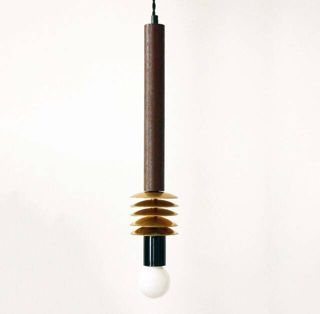Black Gold Mid Century Pendant Lamp Ceiling Lighting Modern Lights Wenge Wood Brass Light Hanging - image 1
