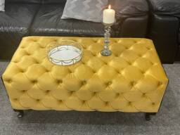 Handmade Chesterfield Velvet Footstool Coffee Table Ottoman - thumbnail 1