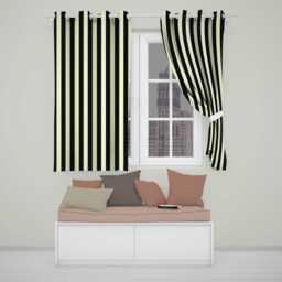Minimal Black White Wavy Stripe Seamless Pattern Readymade Eyelet Ring Top Thermal 100% Blackout Curtains