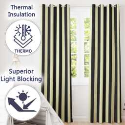 Minimal Black White Wavy Stripe Seamless Pattern Readymade Eyelet Ring Top Thermal 100% Blackout Curtains - thumbnail 3